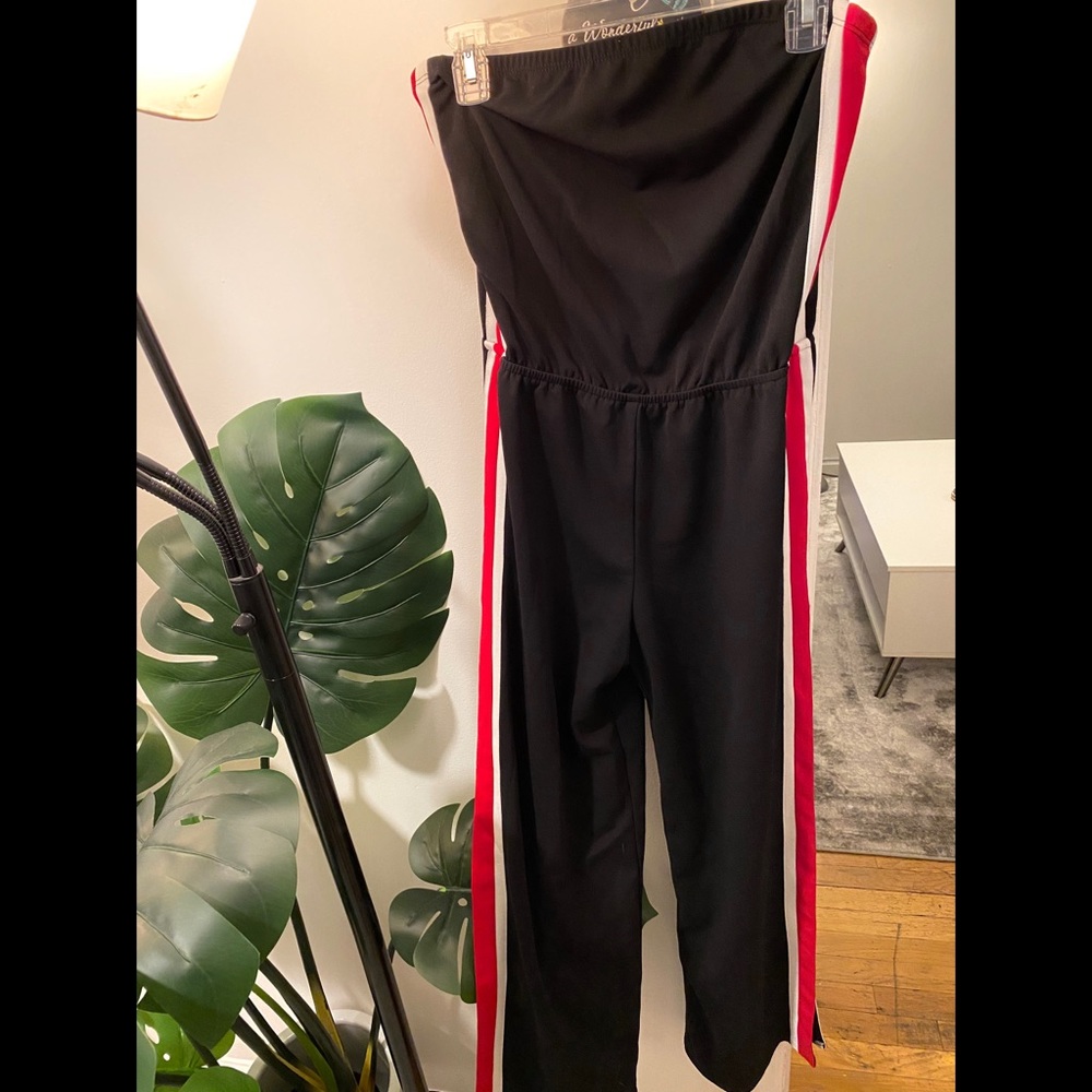 Black strapless jumpsuit